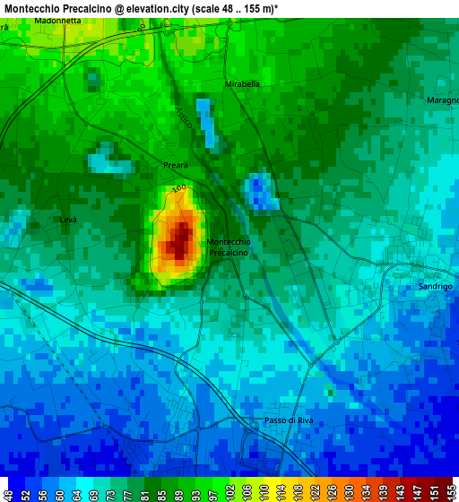 Montecchio Precalcino elevation map
