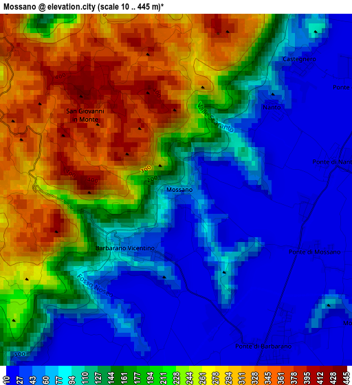 Mossano elevation map