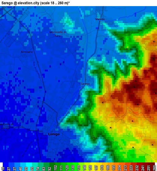 Sarego elevation map