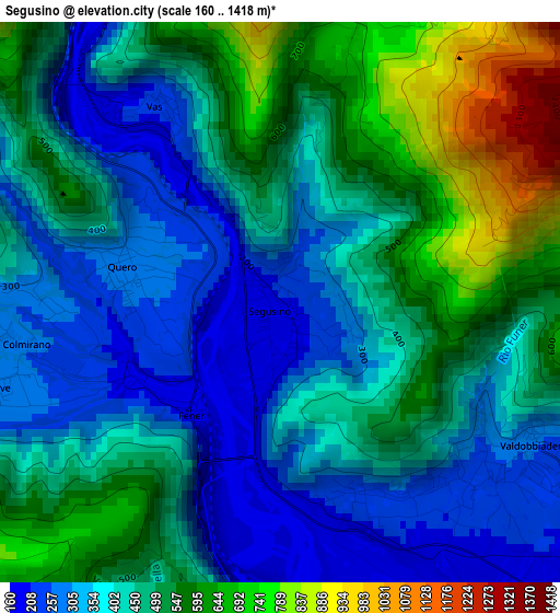 Segusino elevation map