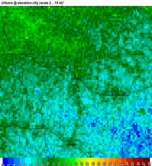 Urbana elevation map