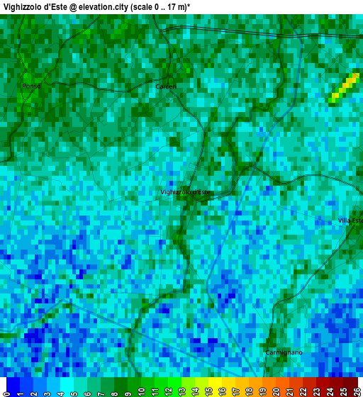 Vighizzolo d'Este elevation map