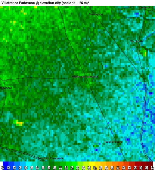 Villafranca Padovana elevation map