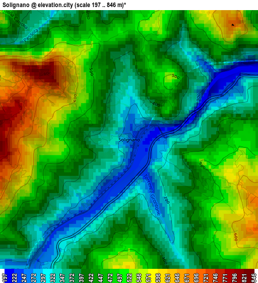 Solignano elevation map