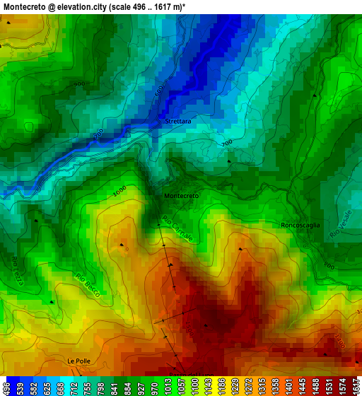 Montecreto elevation map