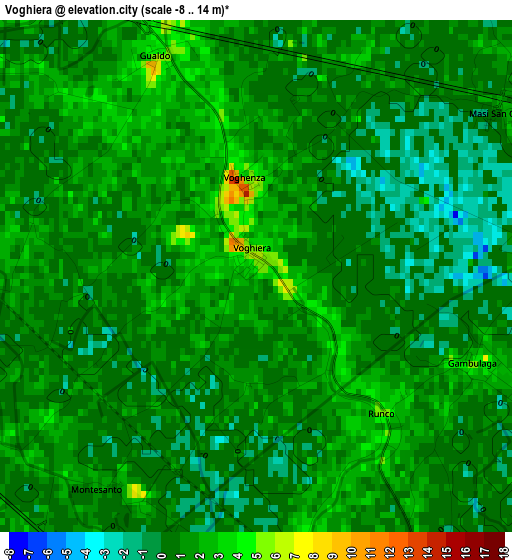 Voghiera elevation map