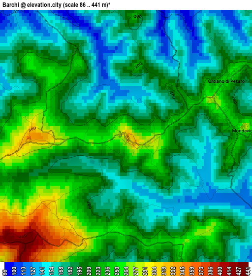 Barchi elevation map