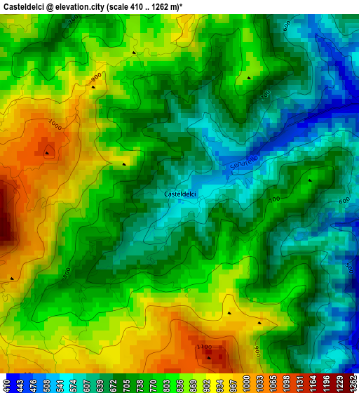 Casteldelci elevation map