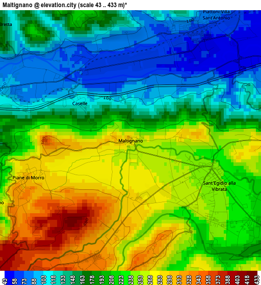 Maltignano elevation map