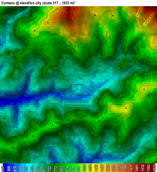 Comano elevation map