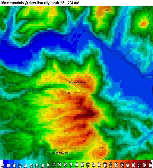 Montescudaio elevation map