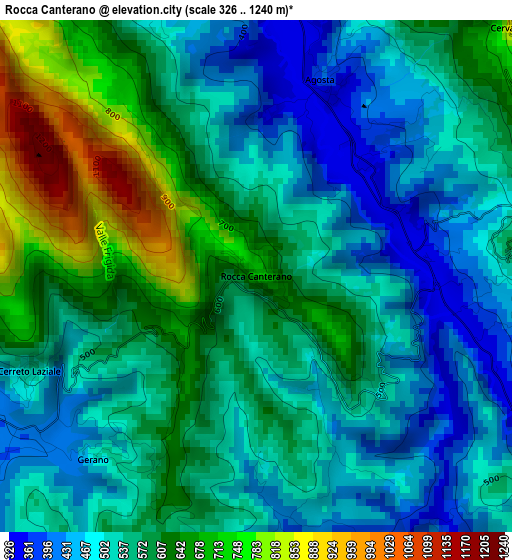 Rocca Canterano elevation map