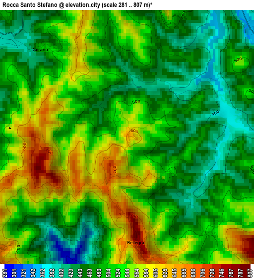 Rocca Santo Stefano elevation map