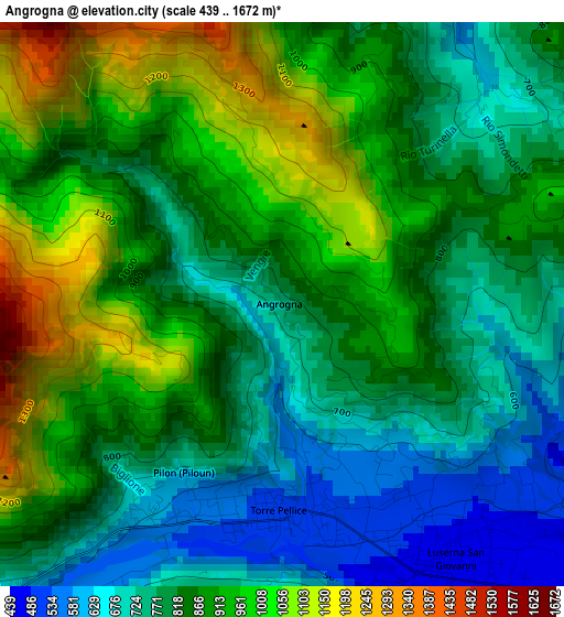 Angrogna elevation map