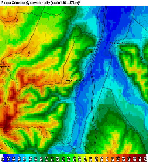 Rocca Grimalda elevation map