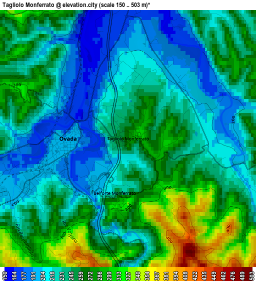 Tagliolo Monferrato elevation map