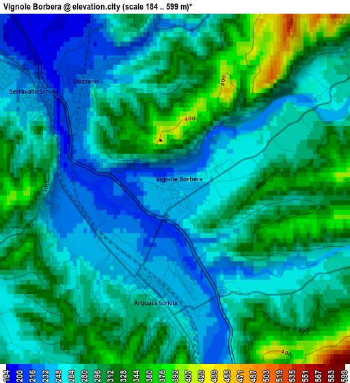 Vignole Borbera elevation map