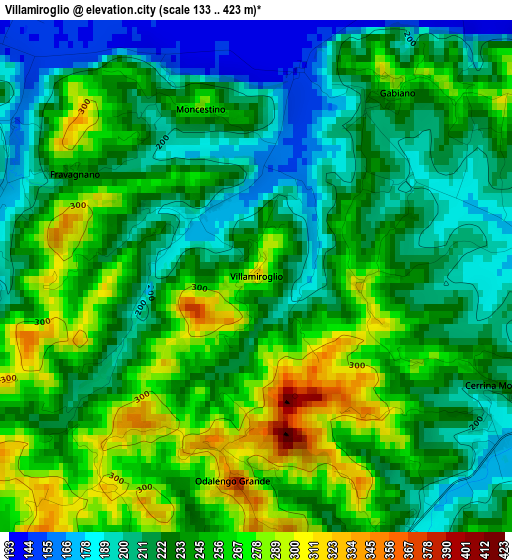 Villamiroglio elevation map