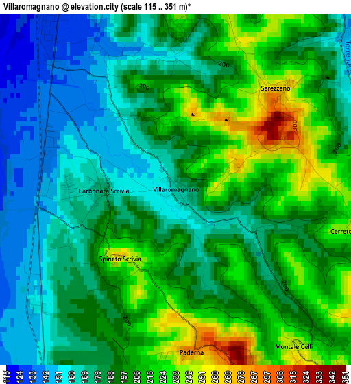 Villaromagnano elevation map