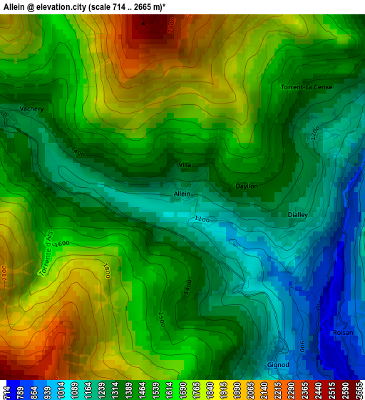 Allein elevation map