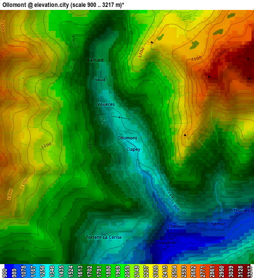 Ollomont elevation map