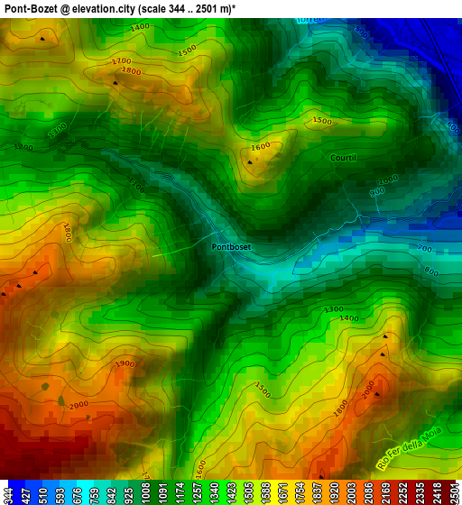 Pont-Bozet elevation map