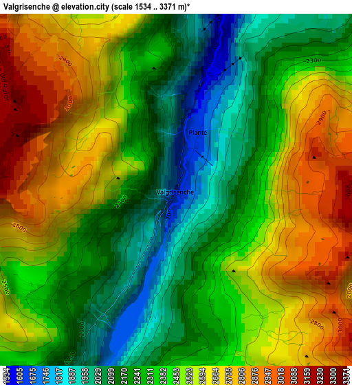 Valgrisenche elevation map