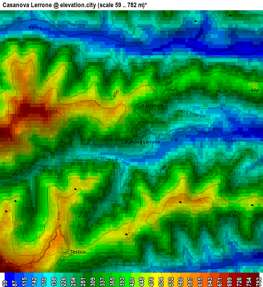 Casanova Lerrone elevation map