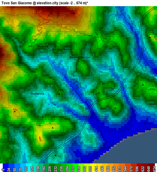 Tovo San Giacomo elevation map