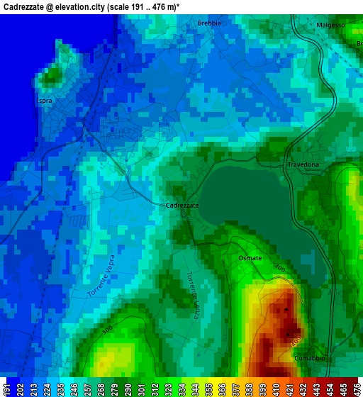 Cadrezzate elevation map