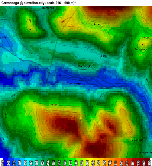 Cremenaga elevation map