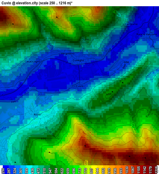 Cuvio elevation map