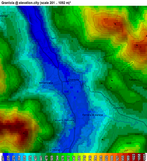 Grantola elevation map