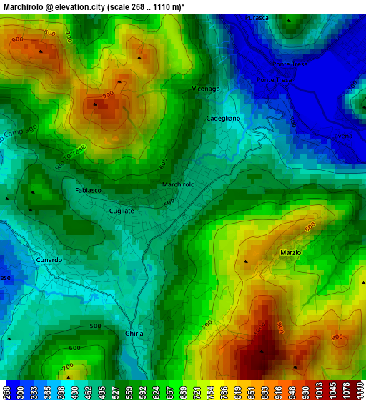 Marchirolo elevation map