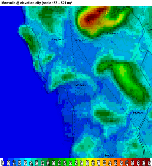 Monvalle elevation map