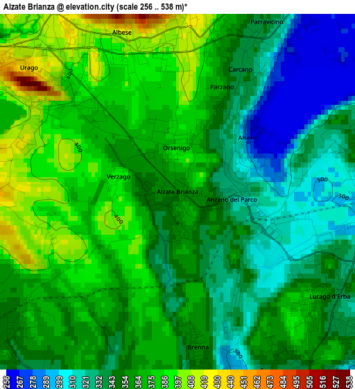 Alzate Brianza elevation map