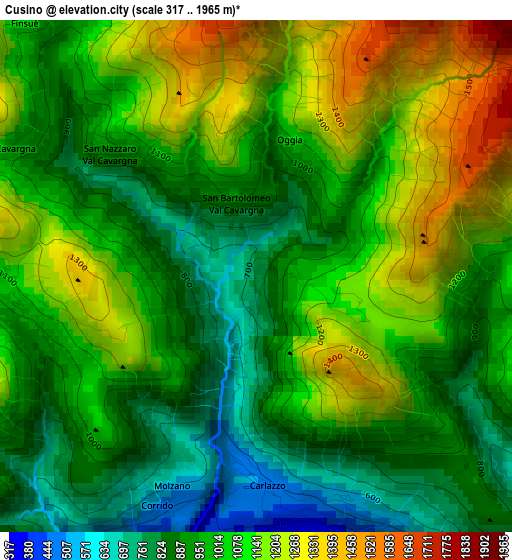 Cusino elevation map