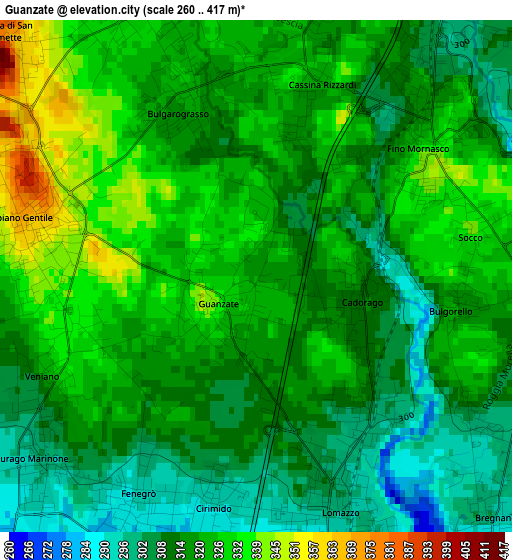 Guanzate elevation map