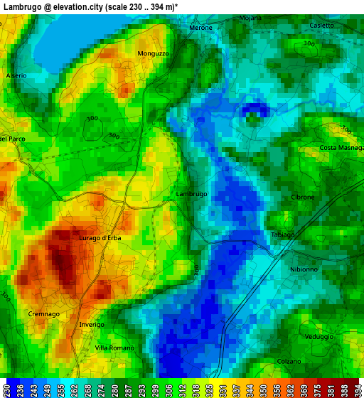 Lambrugo elevation map