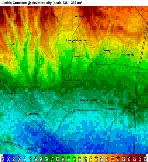 Limido Comasco elevation map