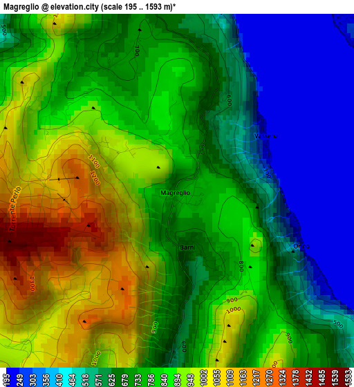 Magreglio elevation map