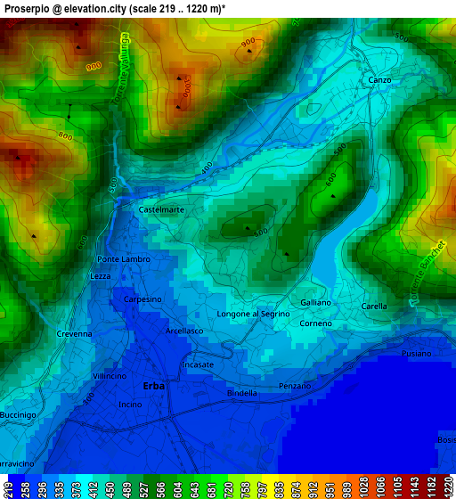 Proserpio elevation map