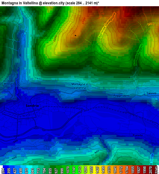 Montagna in Valtellina elevation map