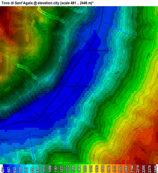 Tovo di Sant'Agata elevation map