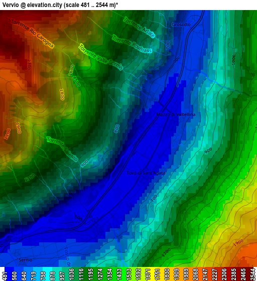 Vervio elevation map