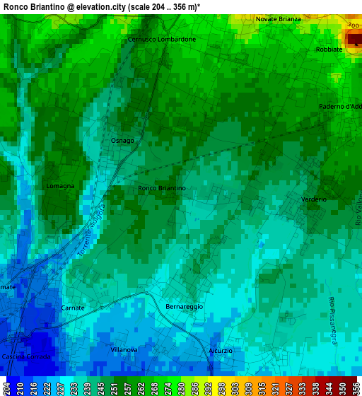 Ronco Briantino elevation map