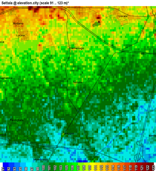 Settala elevation map