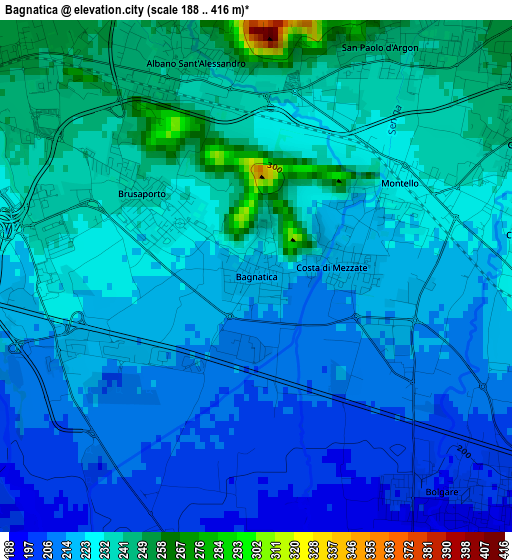 Bagnatica elevation map