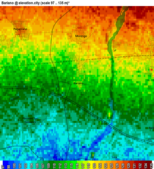 Bariano elevation map