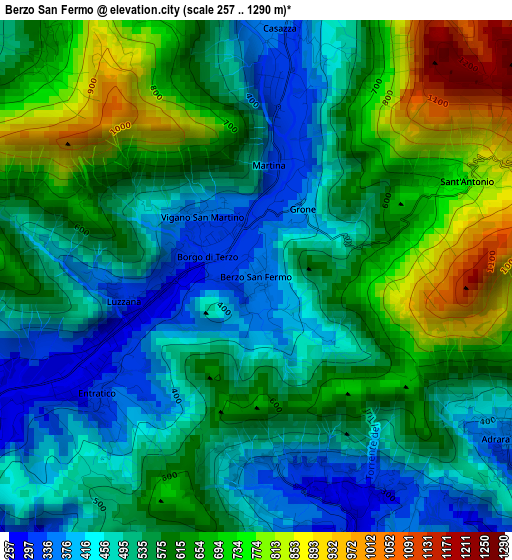 Berzo San Fermo elevation map